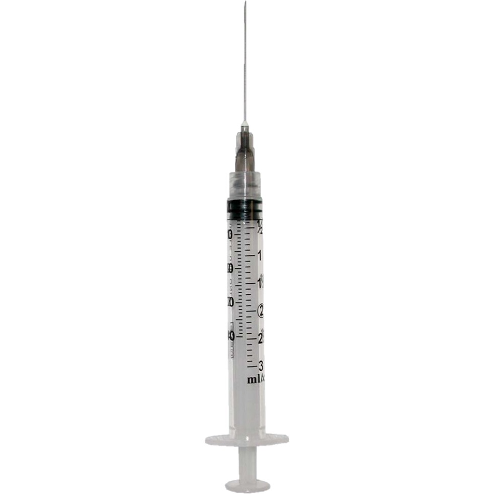 Syringe 3cc with Hypodermic Needle ExelInt® 3 mL 22 Gauge 1-1/2 Inch Detachable Needle Without Safety (100/BX 10BX/CS) by Exel Corporation  ID 26104